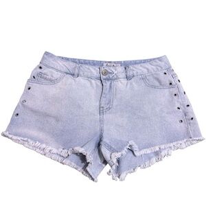 Love Tree Frayed Studded Hip Denim Shorts Raw Hem Size Small